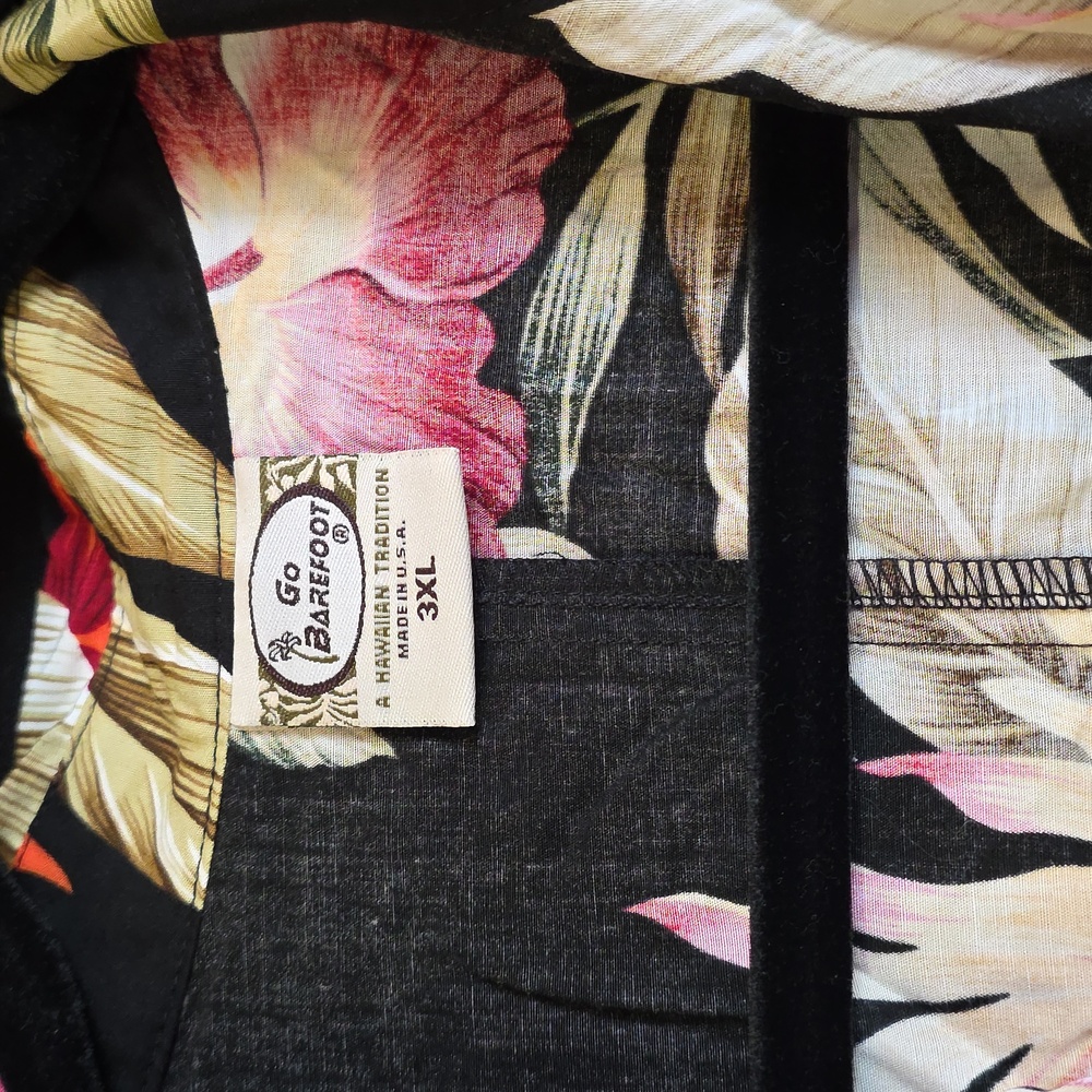 Go Barefoot Made In USA Hawaiian Floral 3XL Vibrant Short Sleeve Collared Shirt - Picture 2 of 8